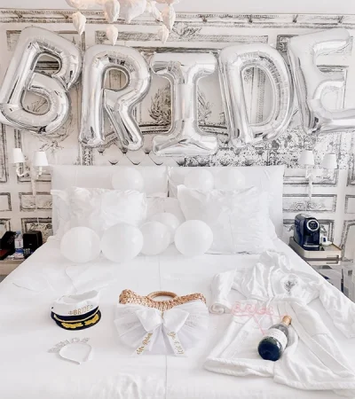 Ankara bride organizasyonu için hazırlanan şık otel odası.